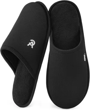 VeraCosy Mens Knitted Scottish Slippers with Soft Memory Foam Non Slip Indoor Rubber Sole