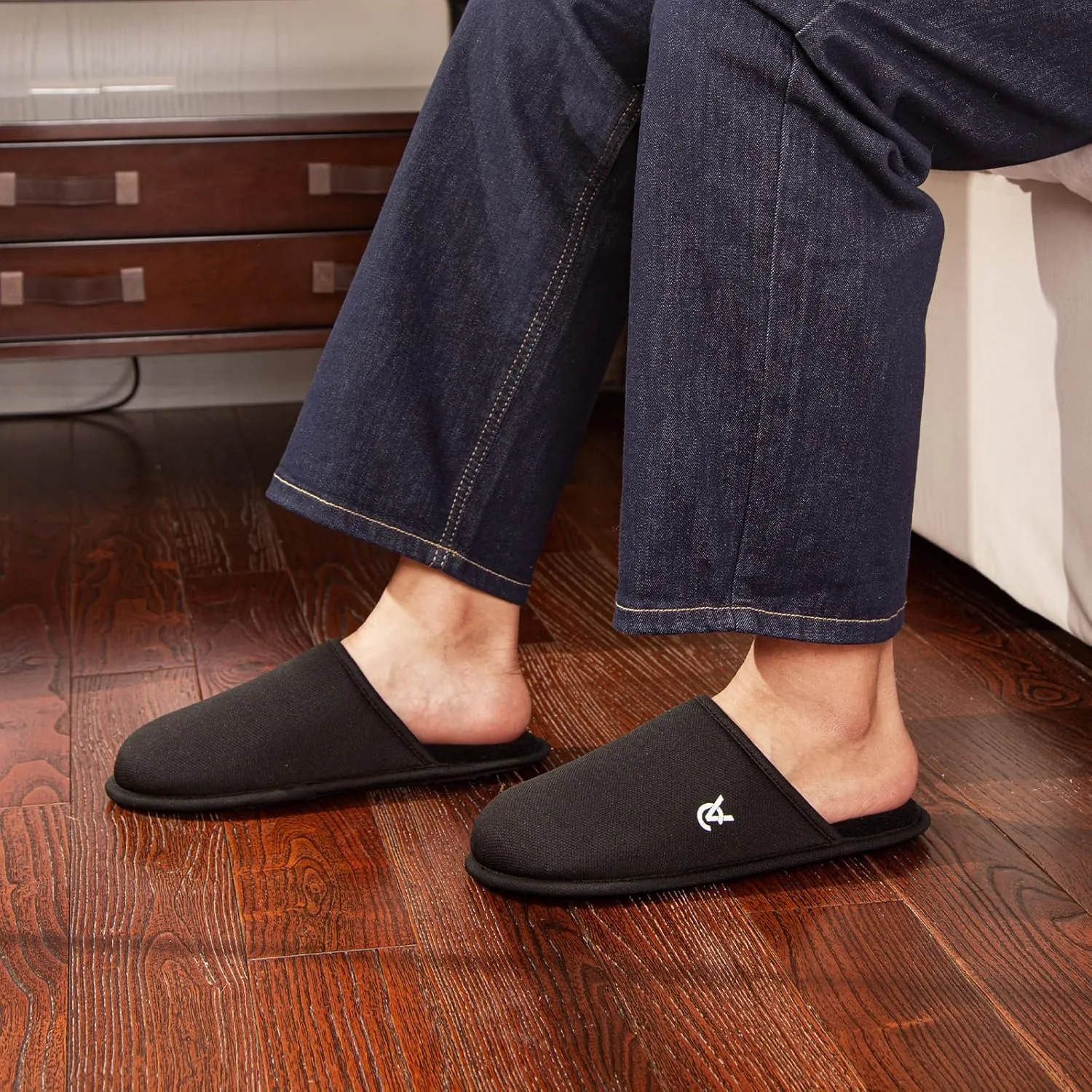 VeraCosy Mens Knitted Scottish Slippers with Soft Memory Foam Non Slip Indoor Rubber Sole