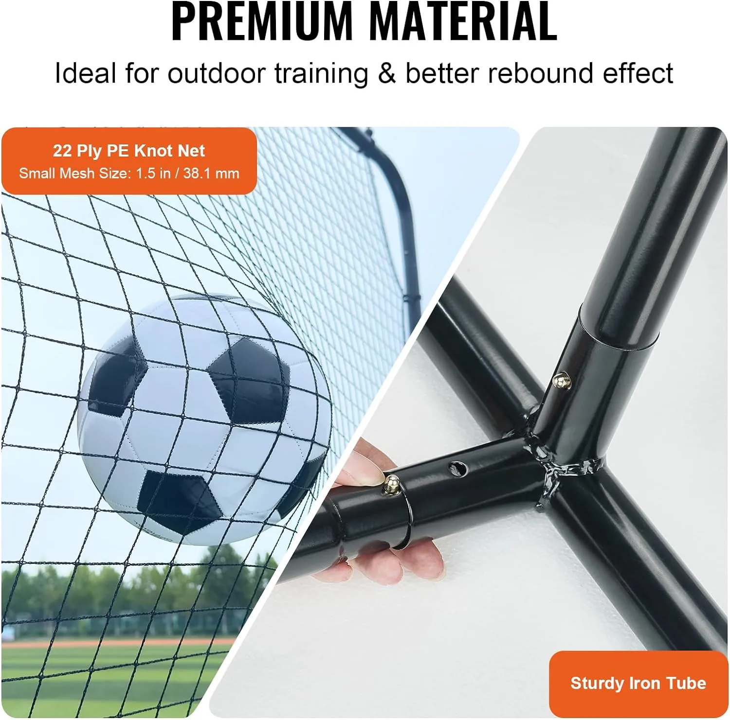 VEVOR Soccer Rebound Trainer, Iron Soccer Training Equipment, Sports Football Rebounder Wall, Double-Sided Rebounding Net, Easy Assembly, Perfect for Backyard Practicing, Solo Training, Passing