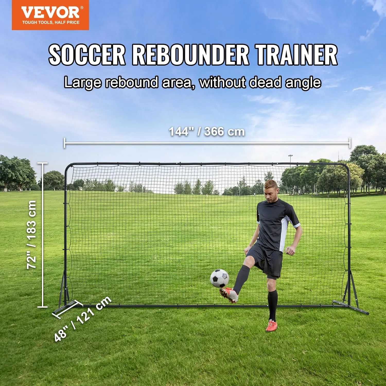 VEVOR Soccer Rebound Trainer, Iron Soccer Training Equipment, Sports Football Rebounder Wall, Double-Sided Rebounding Net, Easy Assembly, Perfect for Backyard Practicing, Solo Training, Passing