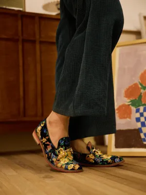 Vicconfy | Essie Floral Printed Suede Loafer