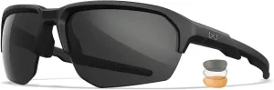 Wiley X JAKL Ballistic Rated Sunglasses, Safety Glasses for Men and Women, UV Eye Protection for Shooting and Outdoor Matte Black Frames and Clear Grey Rust 3 Lens Kit