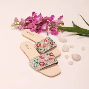 Women Ivory Flat Broad Strap Sandal