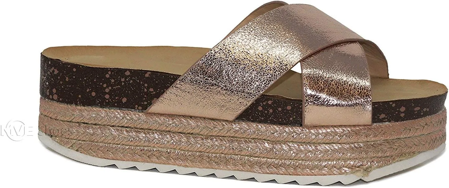 Women Platform Sandal Casual Beach Espadrille Slip On Summer Slides GG11