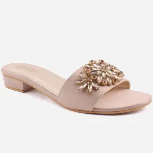 Women"ELMIRA" Rhinestones Flat Heel Slippers