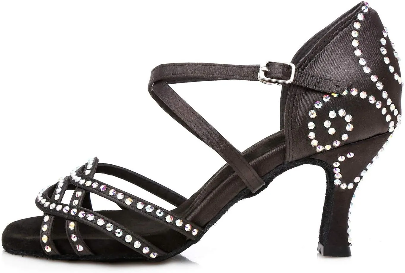 Womens Comfortable Ballroom Dance Shoes Rhinestones Pattern Wedding Sandals