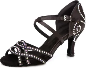 Womens Comfortable Ballroom Dance Shoes Rhinestones Pattern Wedding Sandals