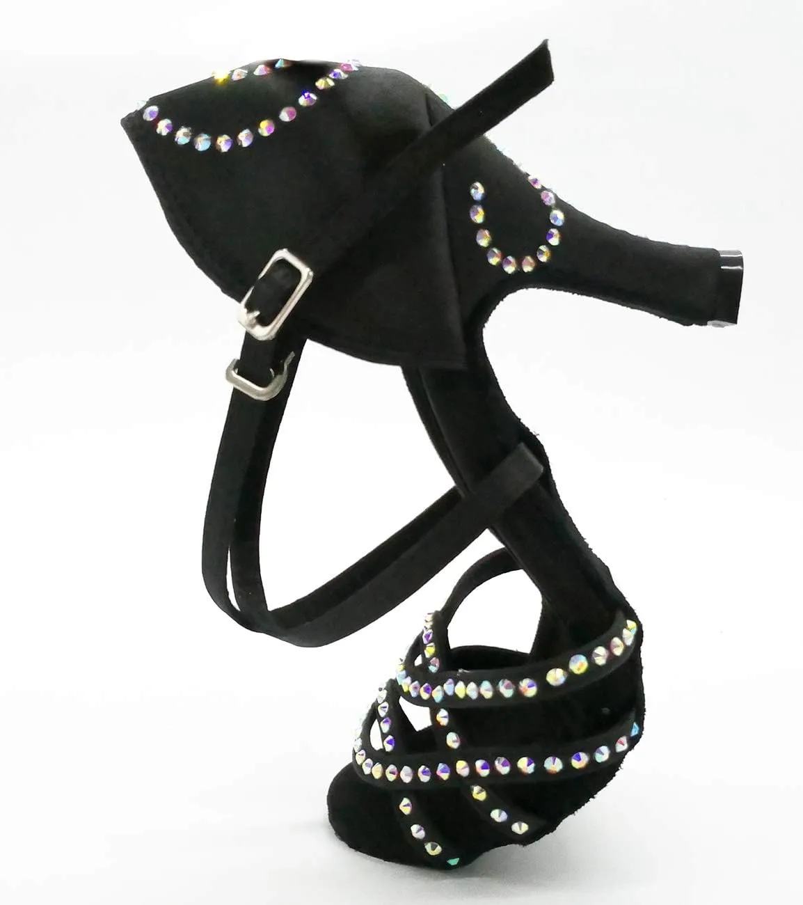 Womens Comfortable Ballroom Dance Shoes Rhinestones Pattern Wedding Sandals