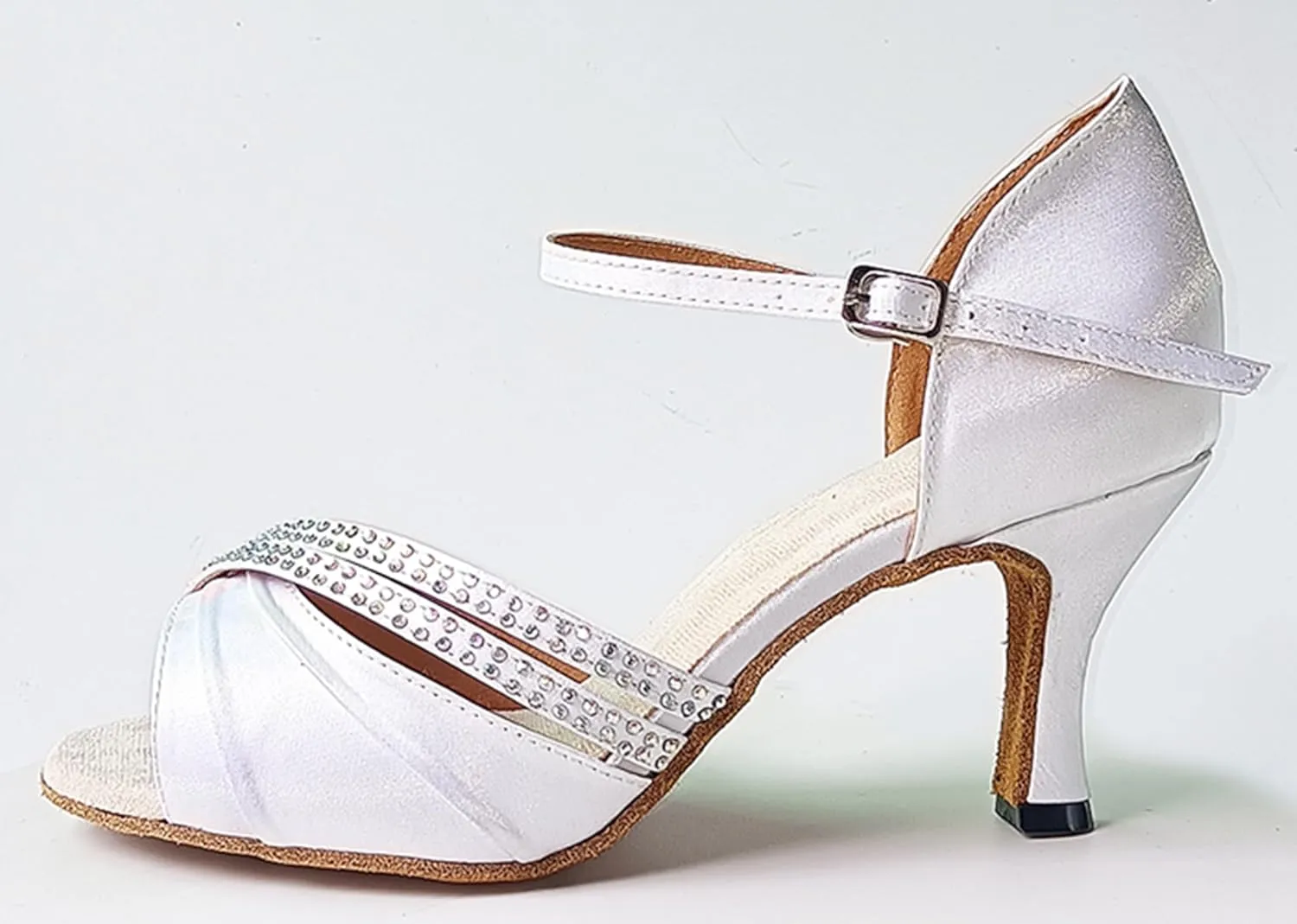Womens Girls Dance Competition Shoes Comfortable Ballroom Dancing Heels Wedding Sandals with Crystals X507
