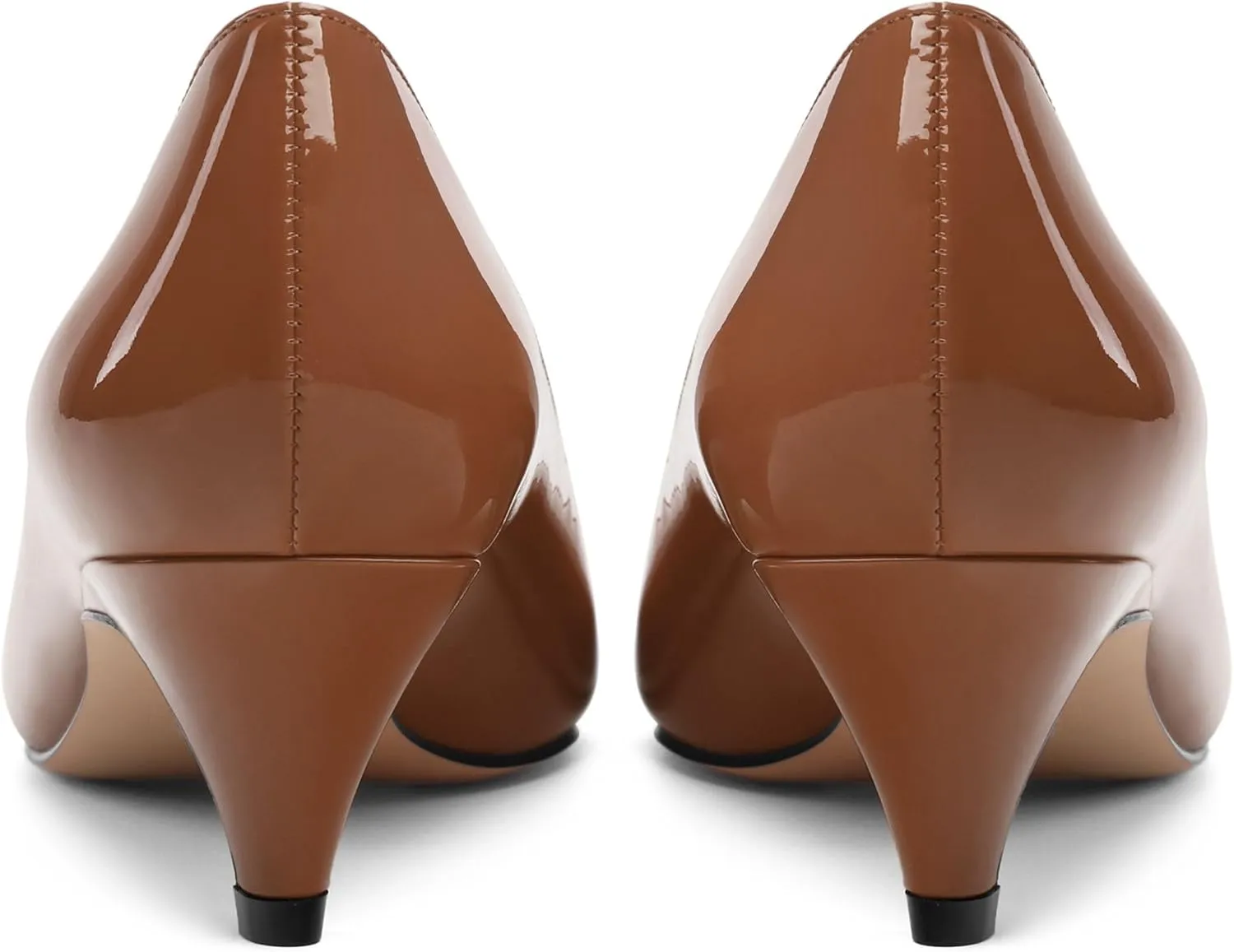 Womens Low Kitten Heels Pumps Pointed Toe Slip On Patent Leather Dressy Shoes 2 Inch