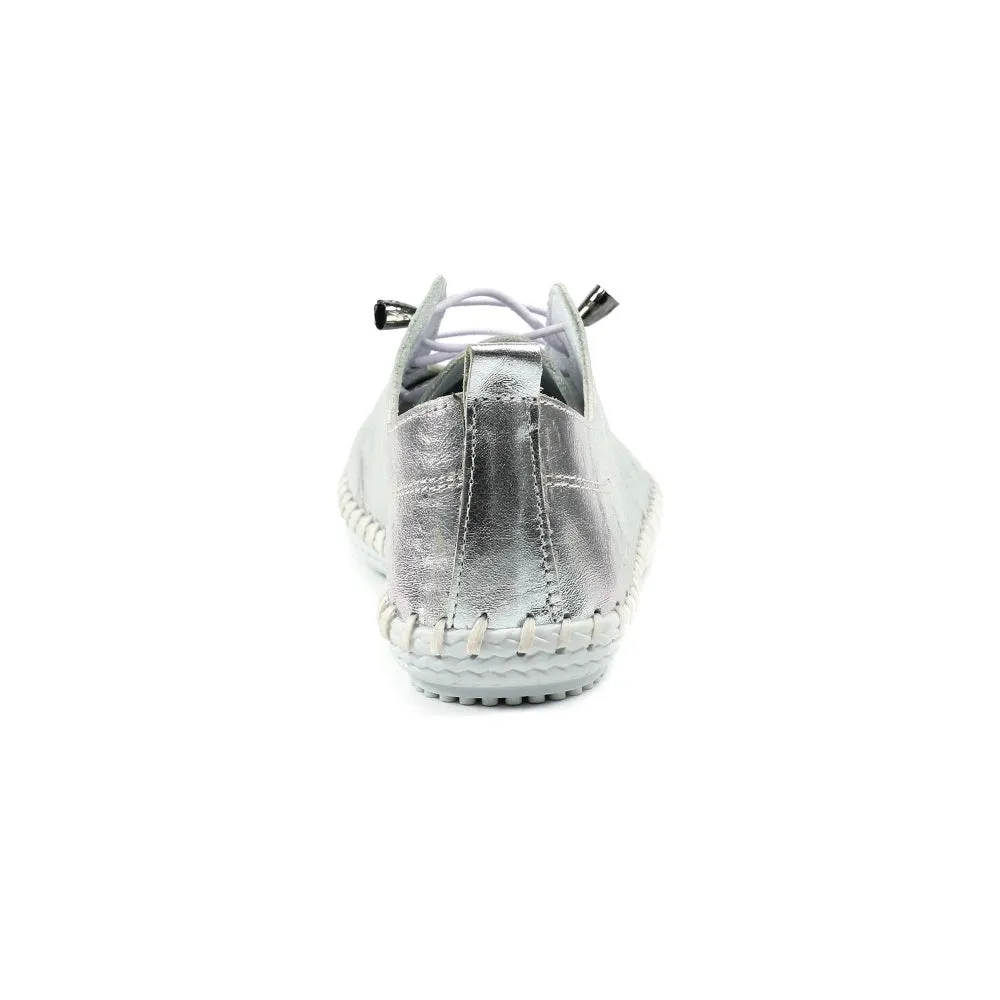 Womens Lunar St Ives Leather Casual Trainer Silver