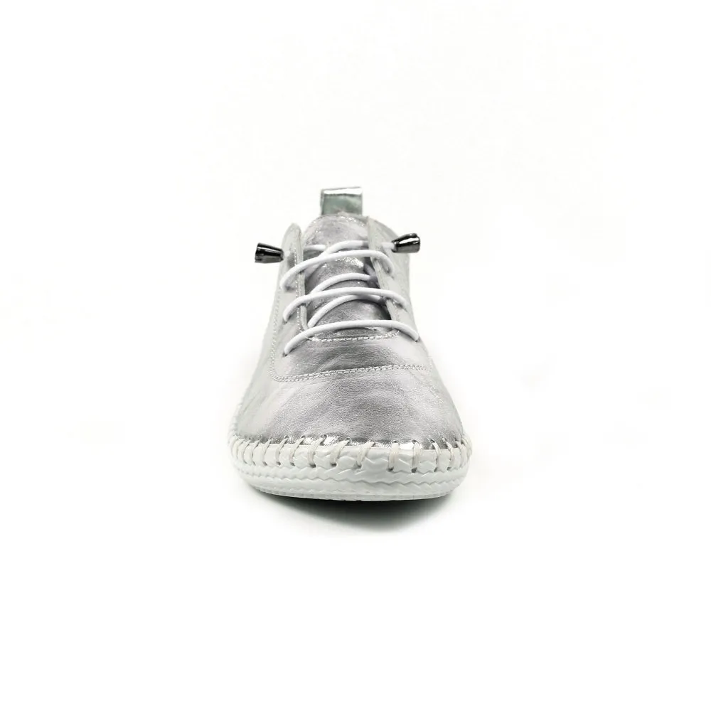 Womens Lunar St Ives Leather Casual Trainer Silver