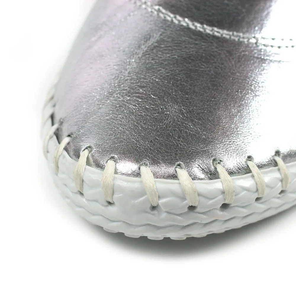 Womens Lunar St Ives Leather Casual Trainer Silver
