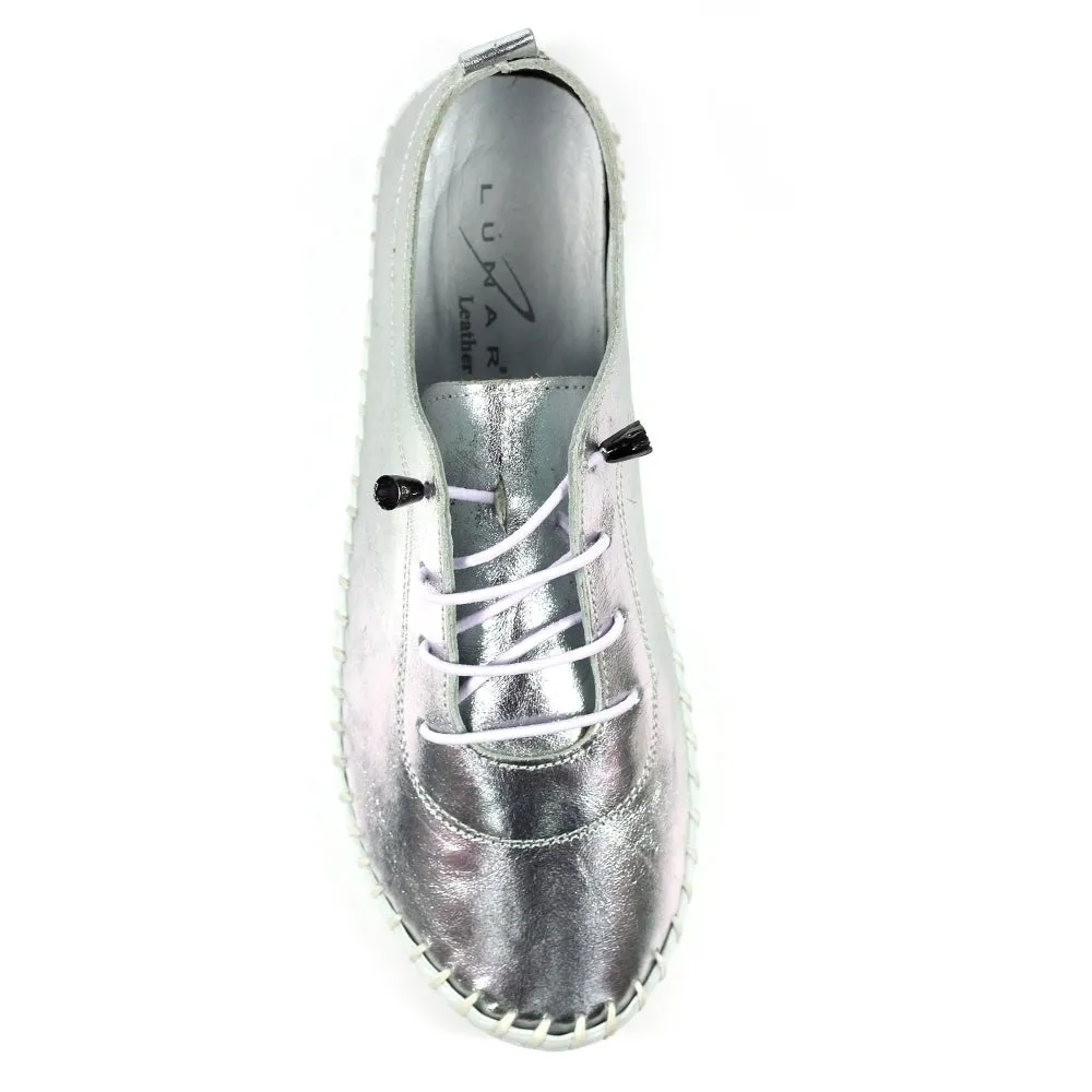 Womens Lunar St Ives Leather Casual Trainer Silver
