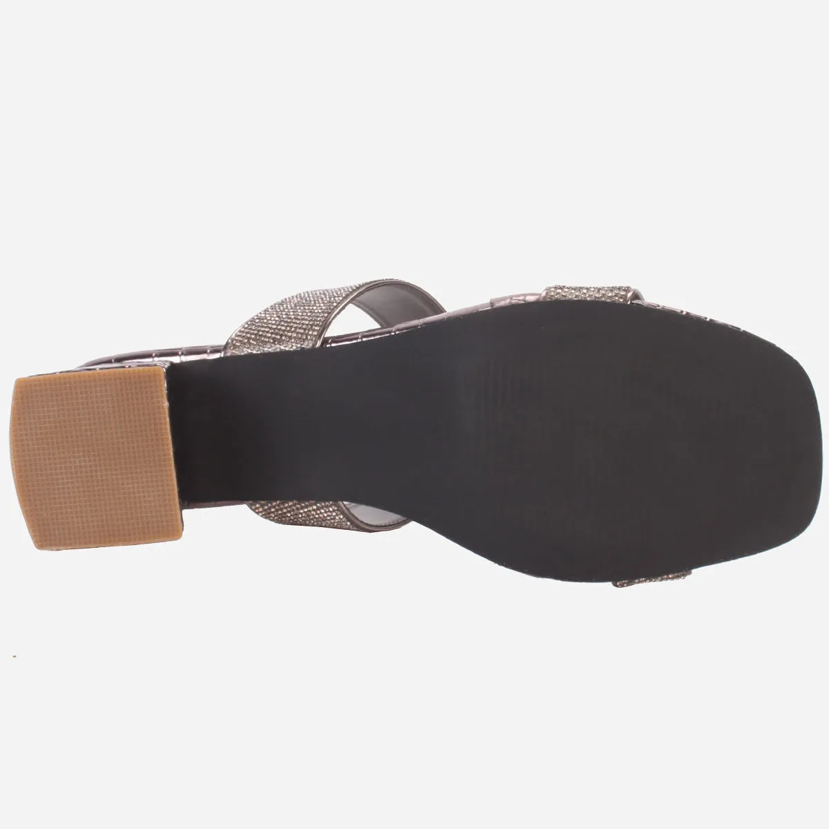 Womens "SEZEN" Block Heel Slide In Sandals
