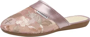 Women's Vintage Printed Lounge Slipper Rubber Sole Closed Toe Sandal Casual Summer Comfy Slide Retro Spa Flats
