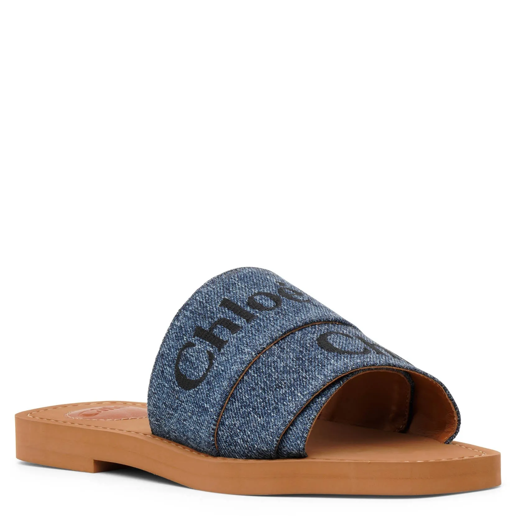 Woody denim slide sandals