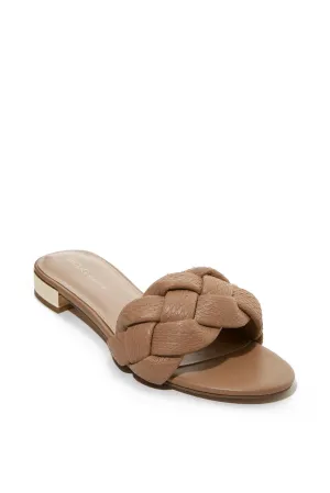 Woven Braided Flat Sandal Tan