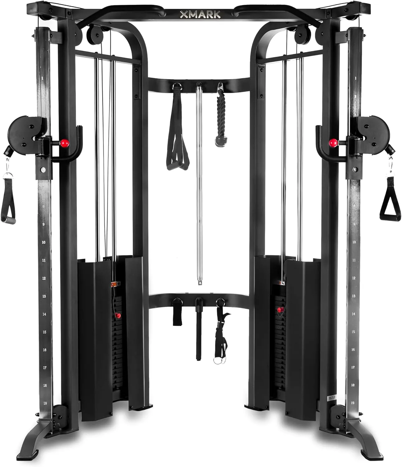 XMARK Cable Machine, Functional Trainer with Dual Weight Stacks, Full Body Workout Machine, All-in-One Workout Gym Equipment, Exercise Equipment for Gym and Home