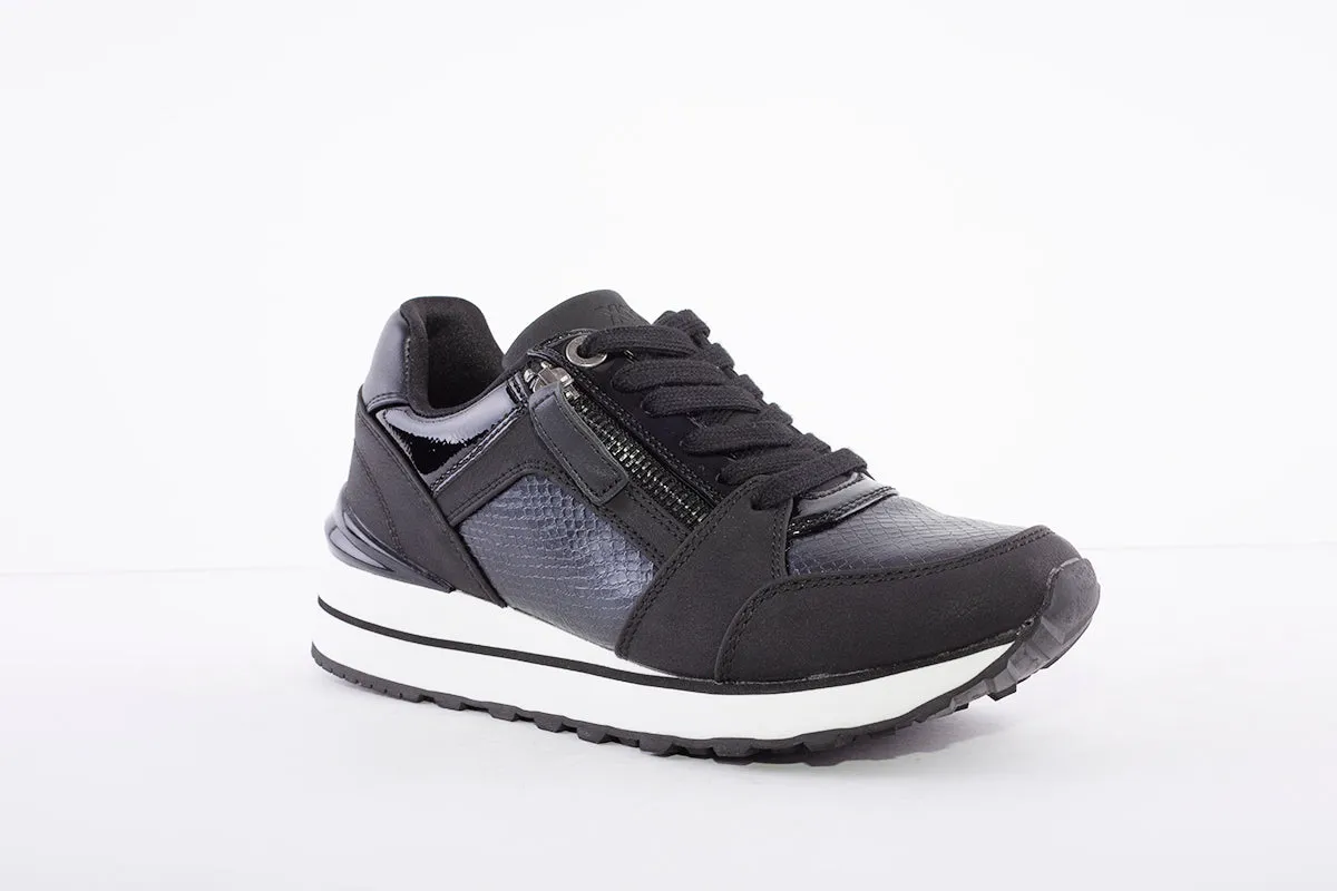XTI - 43009 LACED FASHION TRAINER - BLACK