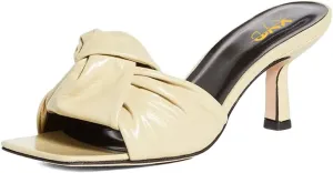 XYD Women's Square Open Toe Kitten Heel Slides Sandals Mid Heels Mules Slip On Fashion Knot Dress Party Summer Shoes