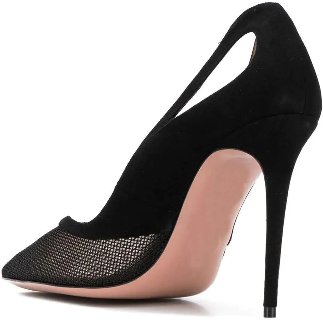 YDN Women Cutout Pointed Toe High Heels Formal Outfit Slip On Pumps Office Ladies Dress Patent Leather Shoes Size 4-15 US
