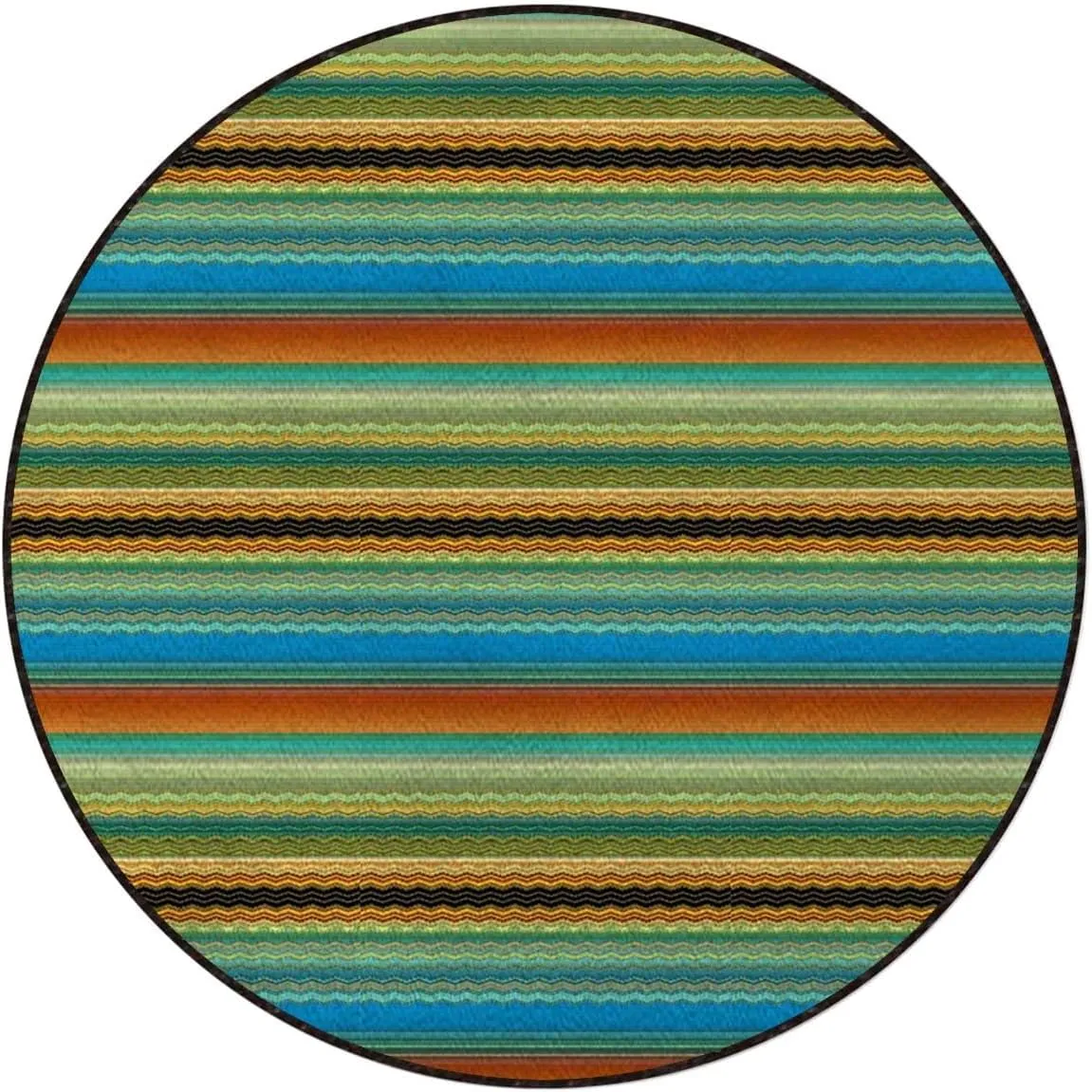 Yellow Green Round Office Chair Mat - Geometric Horizontal Striped Pattern Non-Slip Multi-Purpose Desk Chair Mat for Hardwood, Tile, and Carpet Floors, Home Use Abstract Diameter 51 in