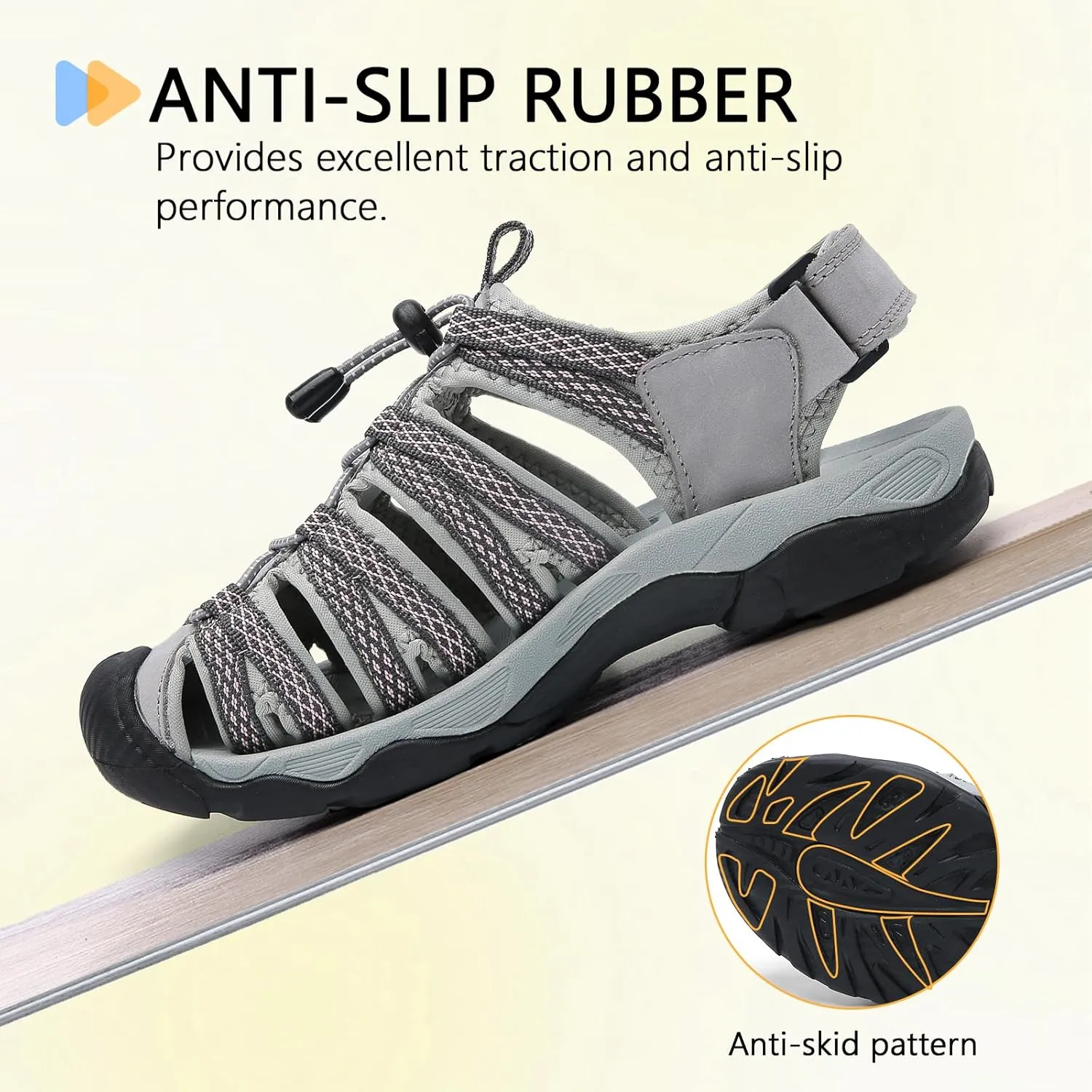 ziitop Womens Hiking Sandals Closed Toe Summer Outdoor Adventurous Beach Sandals Lace Adjustable Double Buckle Water Shoes