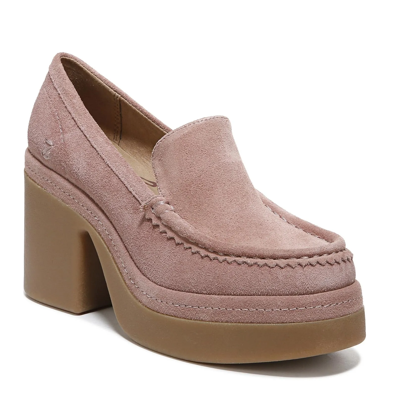 ZODIAC Womens Dorit High Heel Loafer Nougat Pink Suede 10 M
