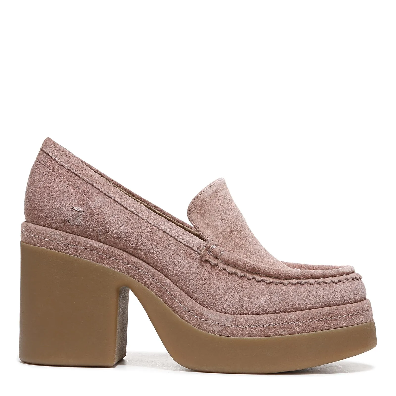 ZODIAC Womens Dorit High Heel Loafer Nougat Pink Suede 10 M